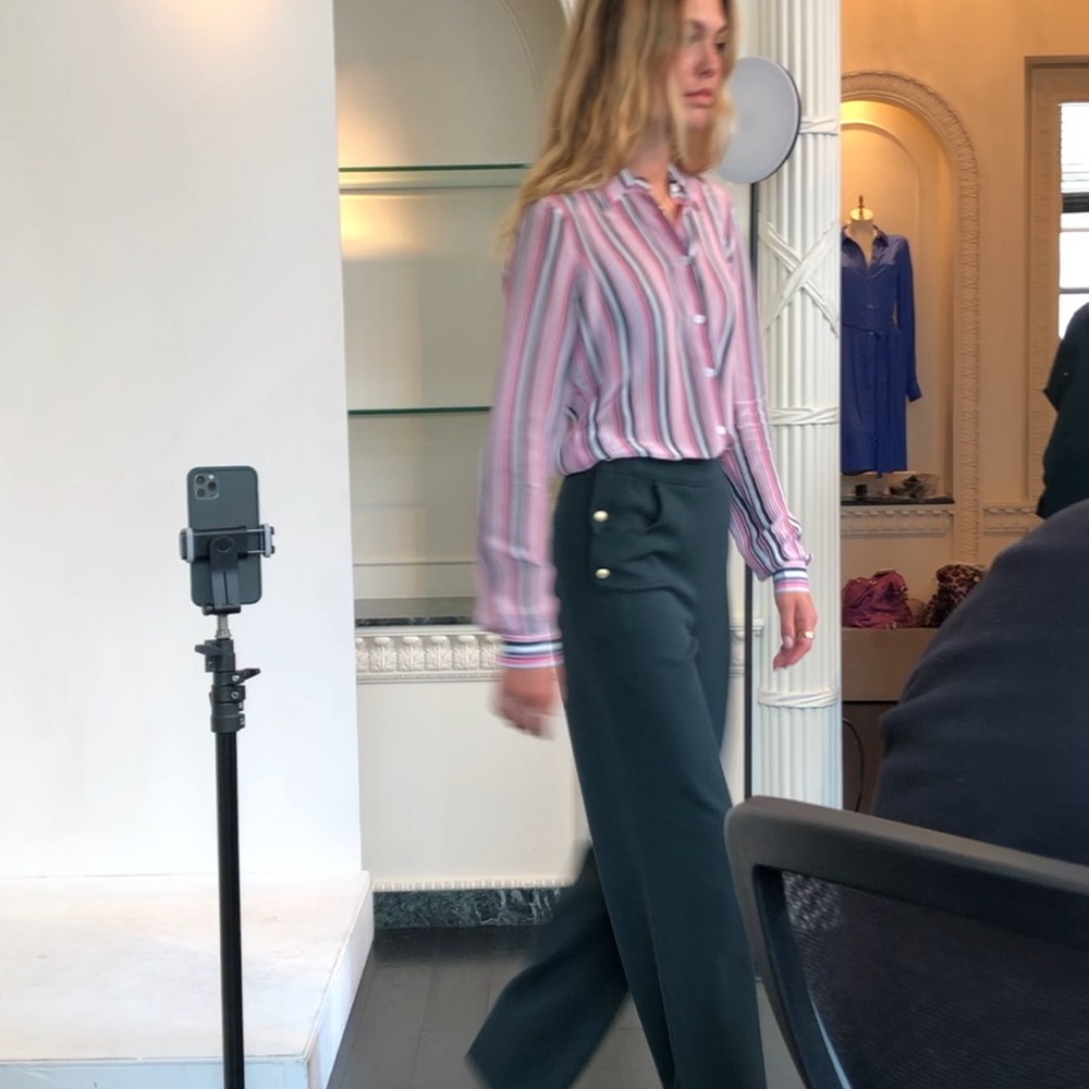 NWOT Etcetera Striped Blouse Pink and Green Size 2 - Picture 3 of 16